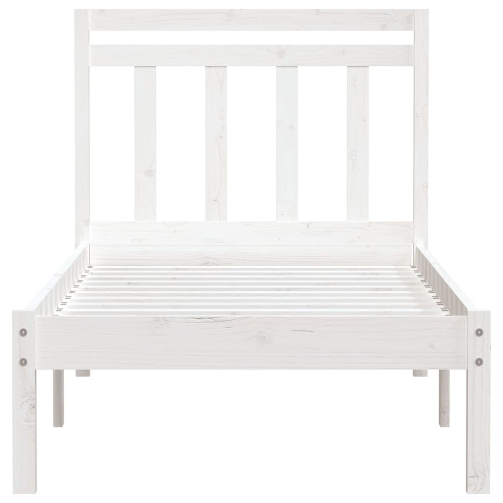 vidaXL Bed Frame without Mattress White Single Solid Wood