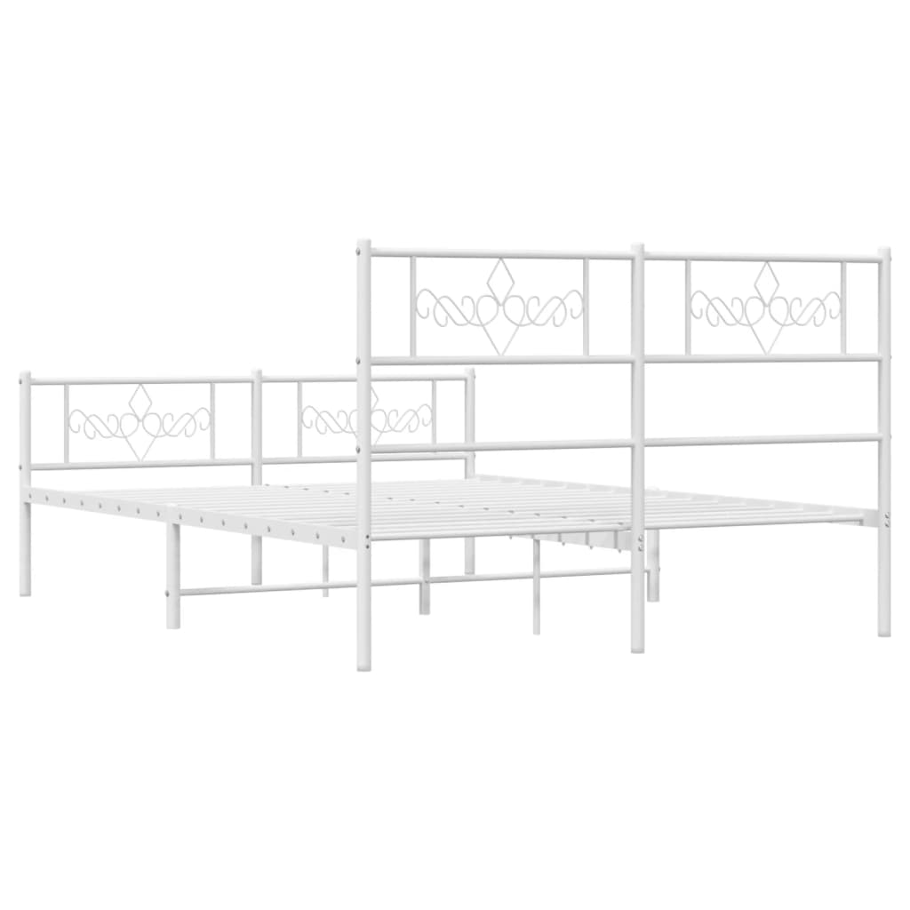 vidaXL Metal Bed Frame without Mattress with Footboard White 120x190 cm Small Double