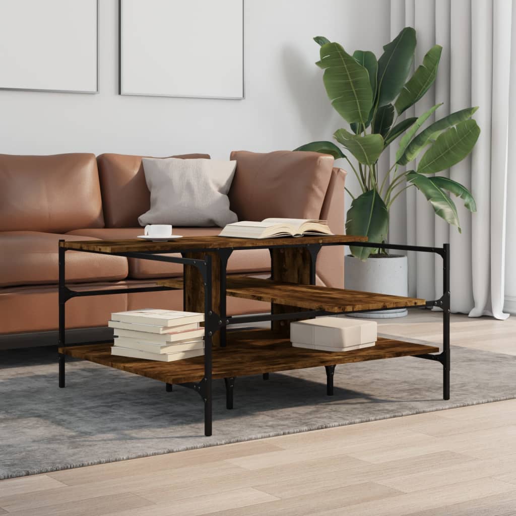 vidaXL Coffee Table Smoked Oak 100x100x48.5 cm Engineered Wood