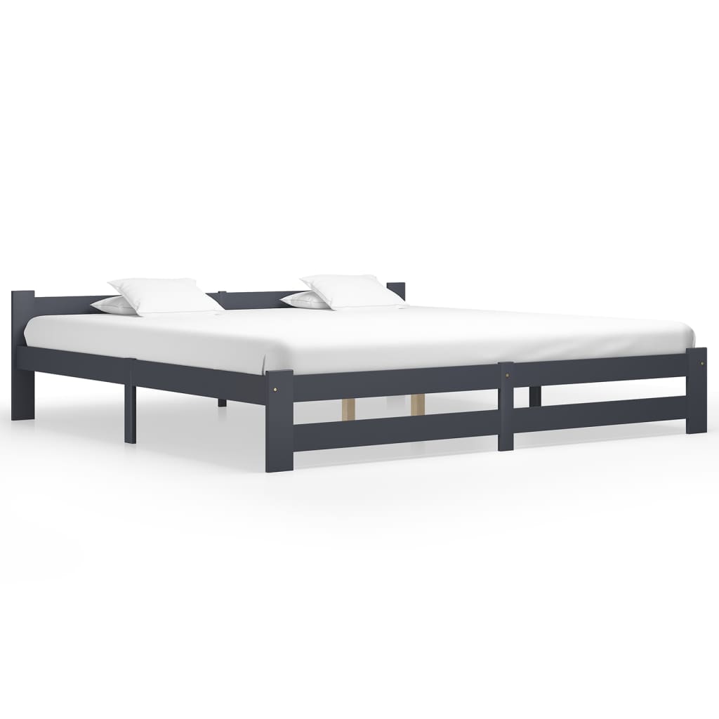 vidaXL Bed Frame without Mattress Dark Grey Solid Pine Wood 200x200 cm