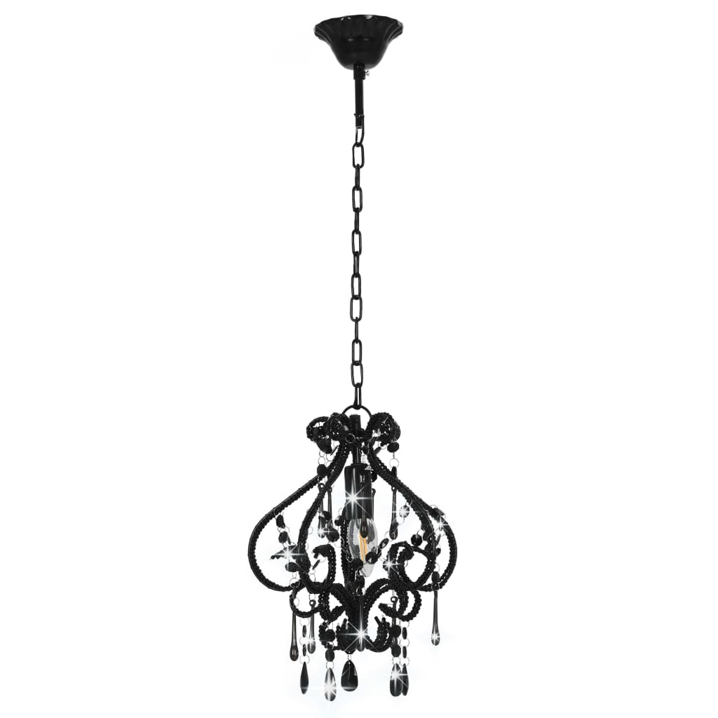 vidaXL Ceiling Lamp with Beads Black Round E14