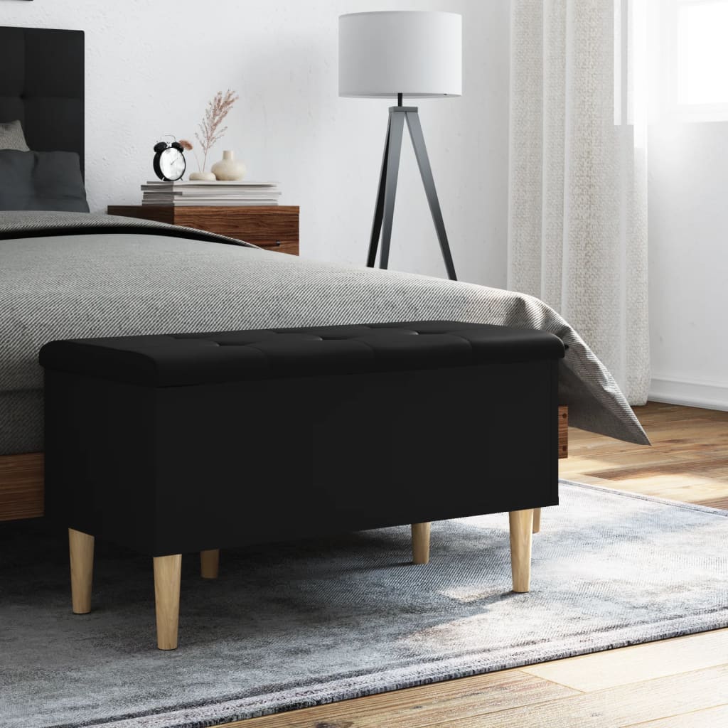 vidaXL Storage Bench Black 82x42x46 cm Engineered Wood