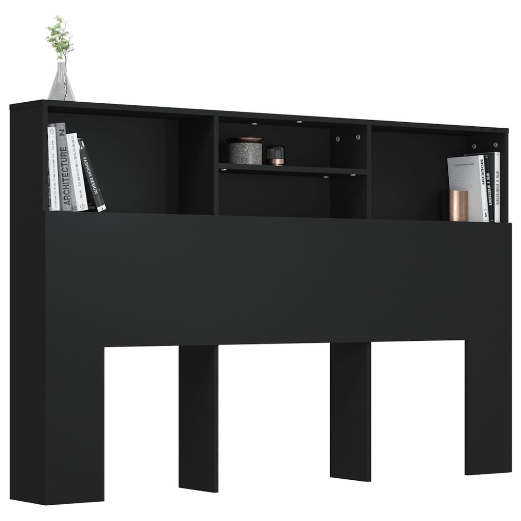 vidaXL Headboard Cabinet Black 160x19x103.5 cm