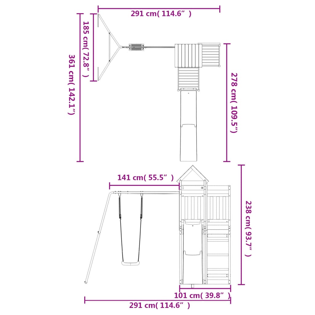 vidaXL Outdoor Playset Solid Wood Pine