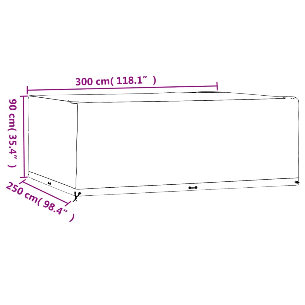 vidaXL Garden Furniture Cover 16 Eyelets 300x250x90 cm Rectangular