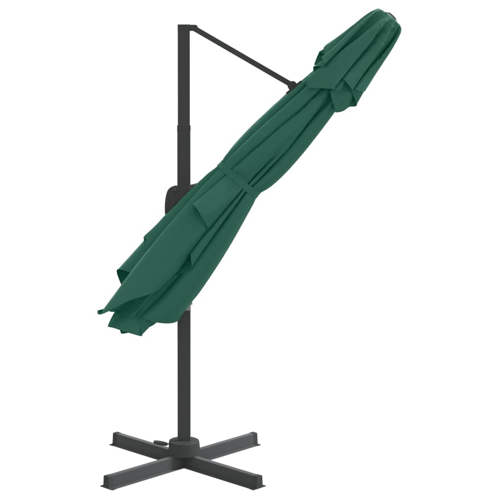 vidaXL Double Top Cantilever Garden Parasol Green 300x300 cm