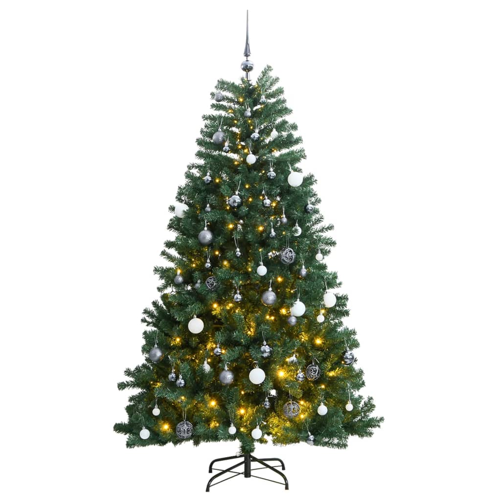 vidaXL Artificial Hinged Christmas Tree 300 LEDs & Ball Set 240 cm