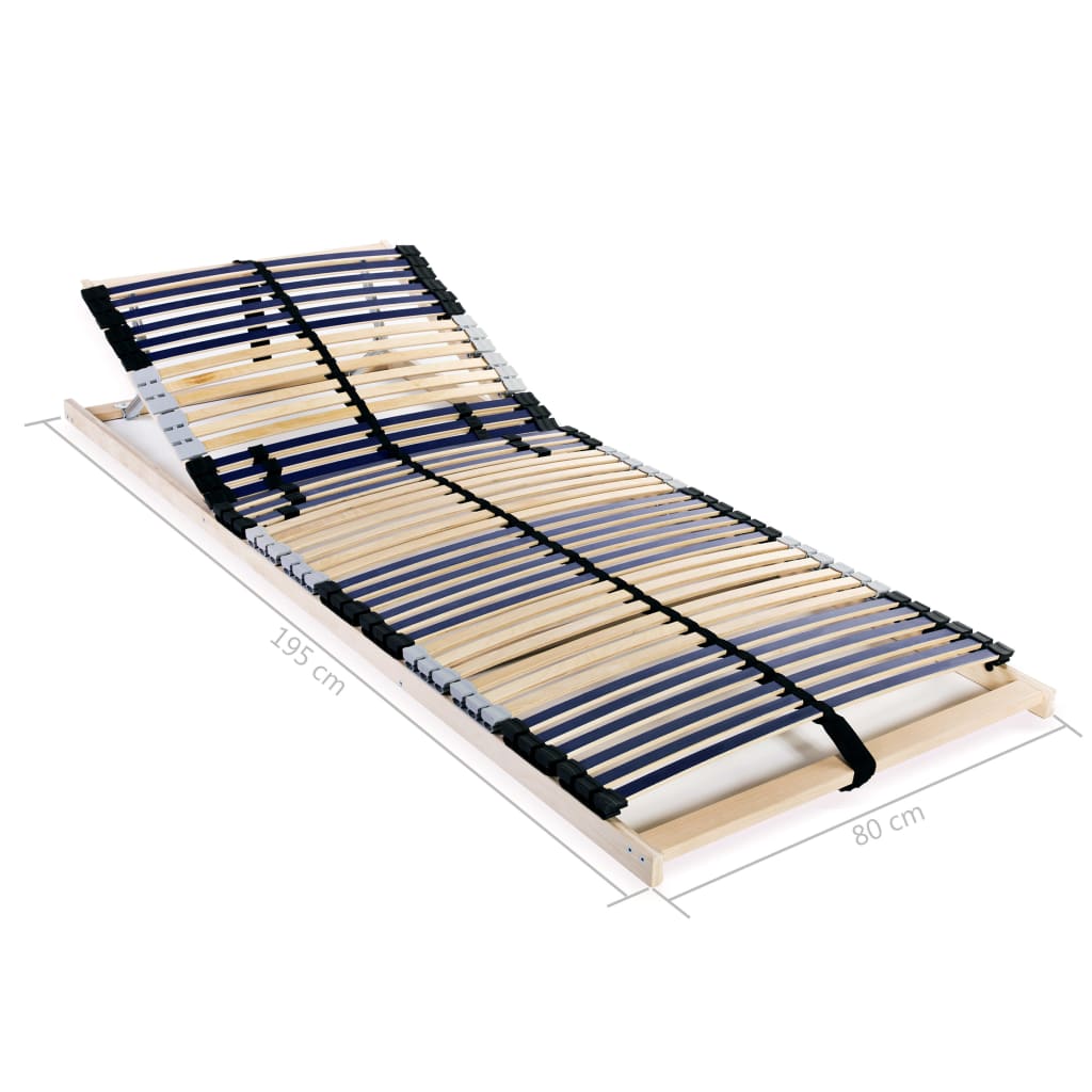 vidaXL Slatted Bed Base without Mattress with 42 Slats 7 Zones 80x200 cm