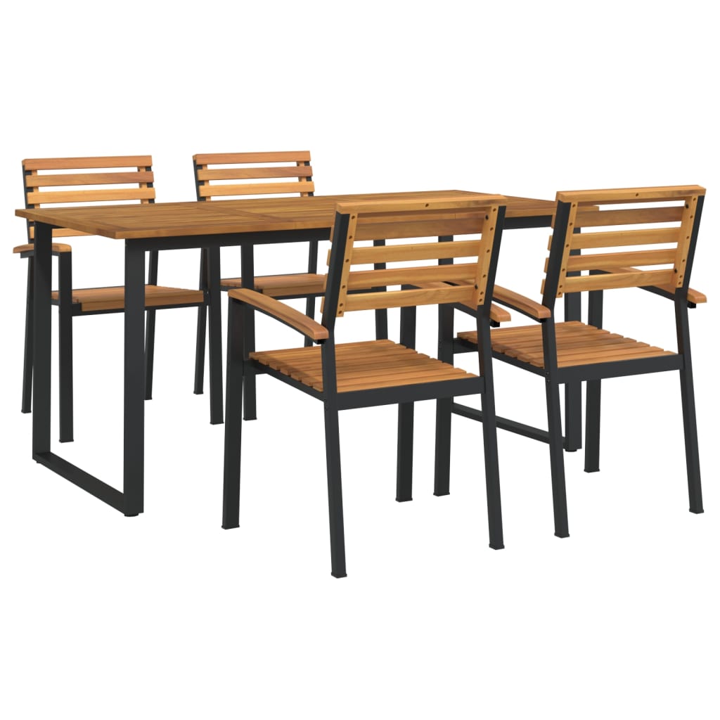 vidaXL 5 Piece Garden Dining Set Solid Wood Acacia and Metal