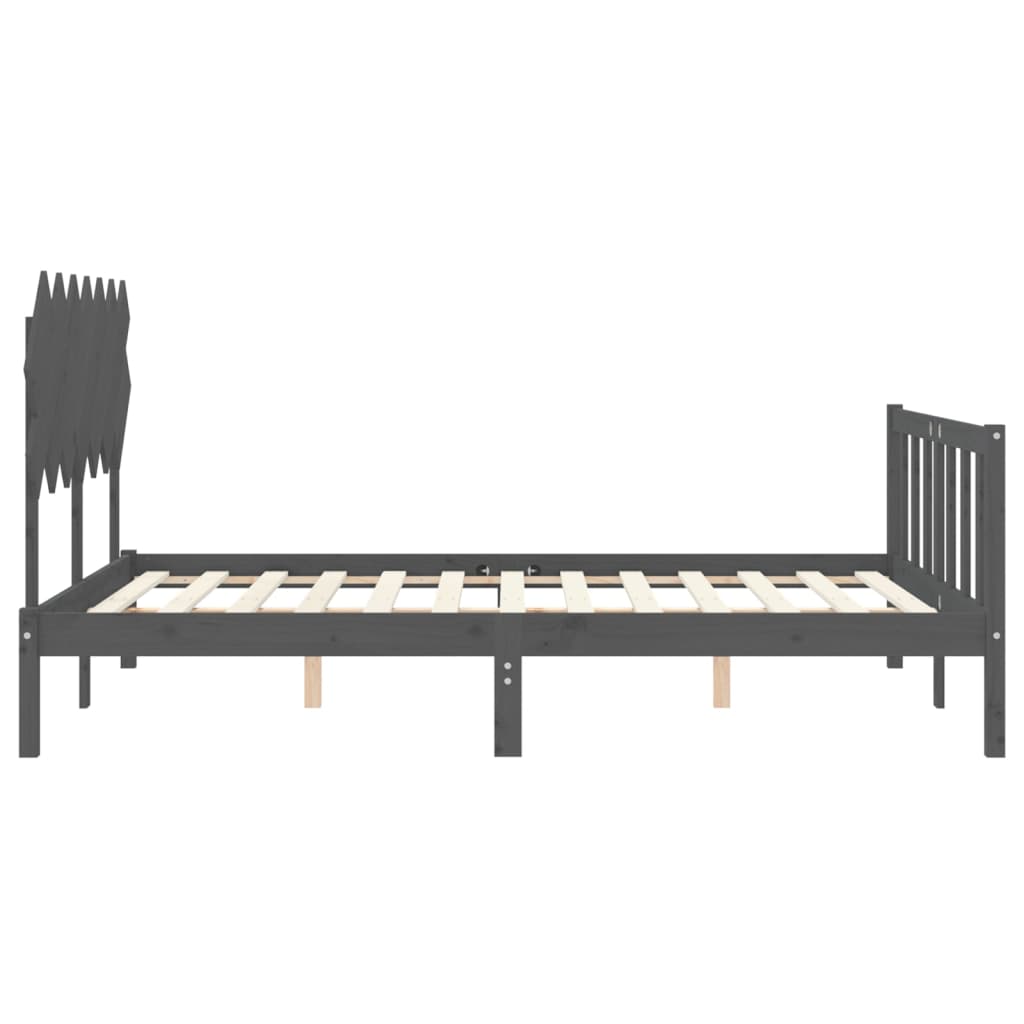 vidaXL Bed Frame without Mattress Grey King Size Solid Wood Pine