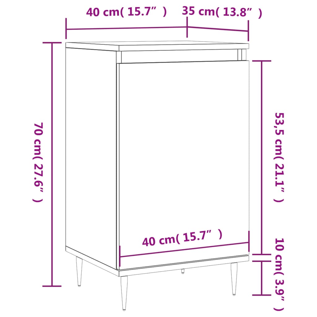 vidaXL Sideboards 2 pcs Grey Sonoma 40x35x70 cm Engineered Wood