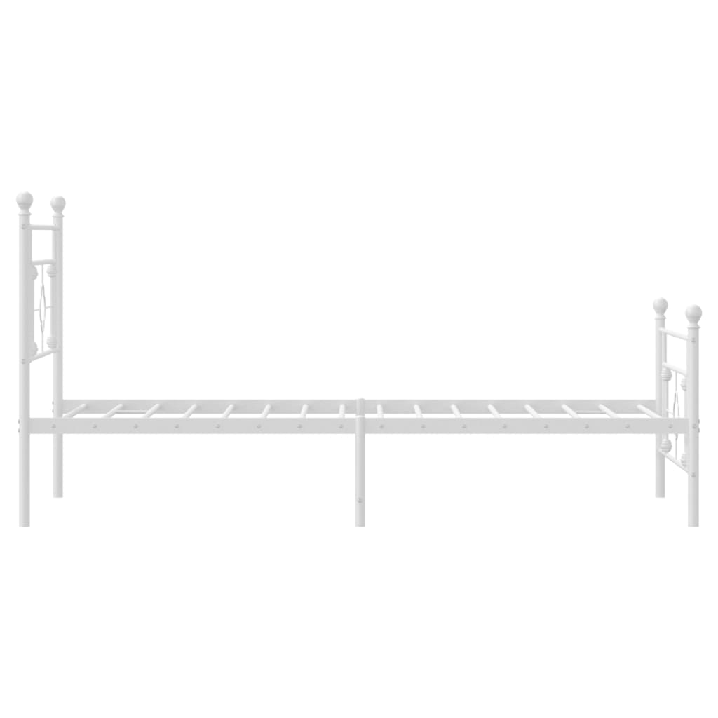 vidaXL Metal Bed Frame without Mattress with Footboard White 107x203 cm