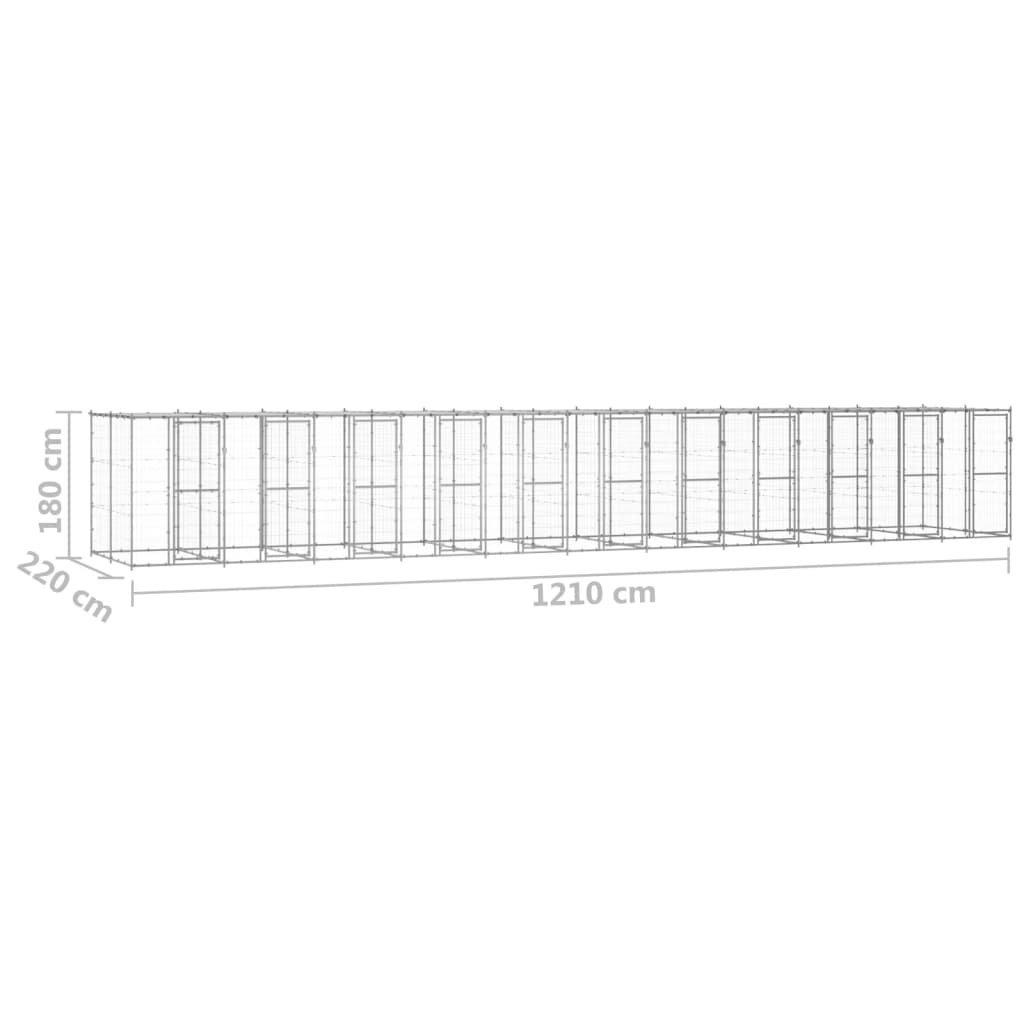 vidaXL Outdoor Dog Kennel Galvanised Steel with Roof 26.62 m²