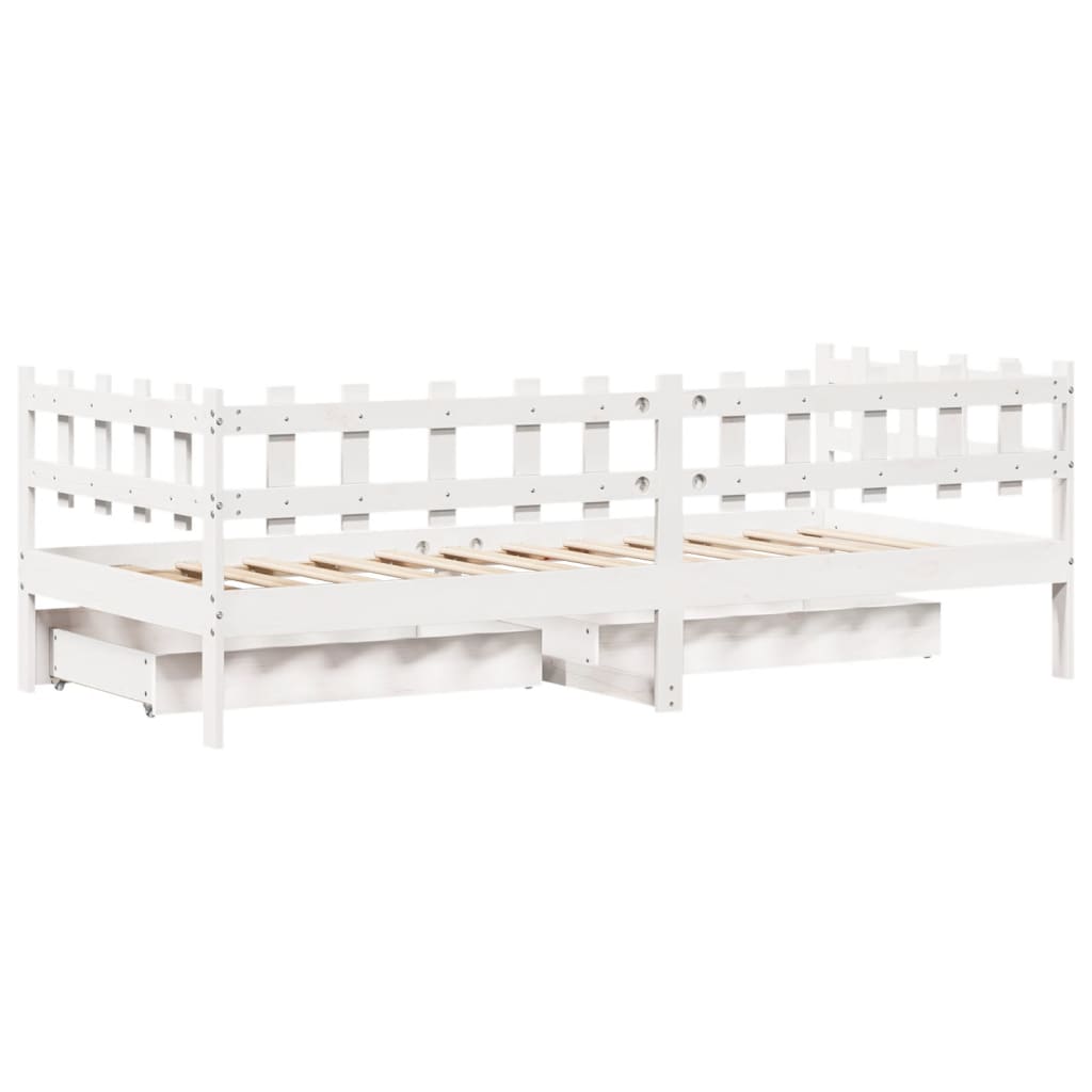 vidaXL Daybed with Drawers without Mattress White 80x200 cm Solid Wood