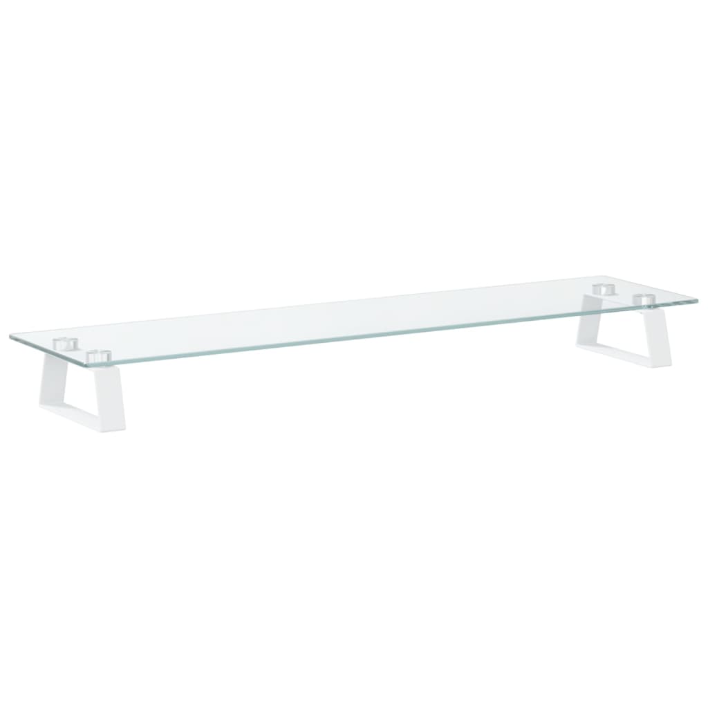 vidaXL Monitor Stand White 80x20x8 cm Tempered Glass and Metal