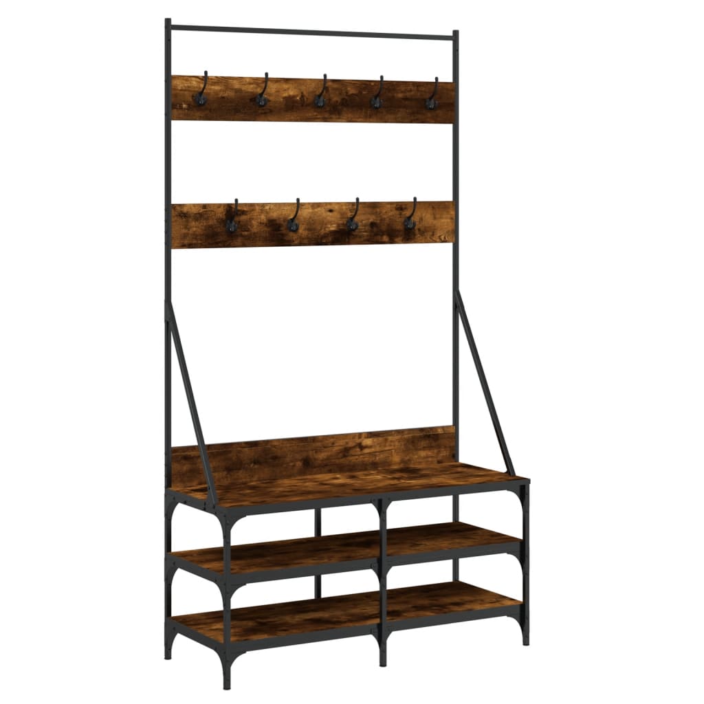 vidaXL Clothes Rack with Shoe Storage Smoked Oak 100x40x184 cm