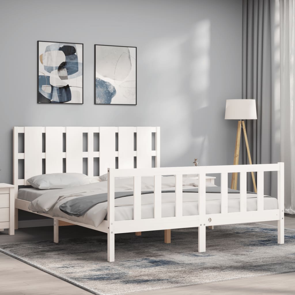 vidaXL Bed Frame without Mattress White 160x200 cm Solid Wood Pine