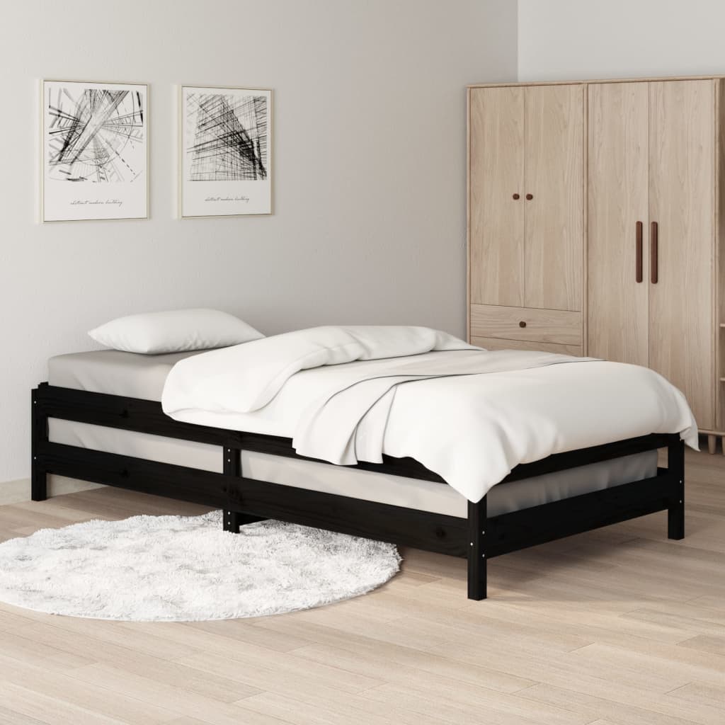 vidaXL Stack Bed Black 80x200 cm Solid Wood Pine