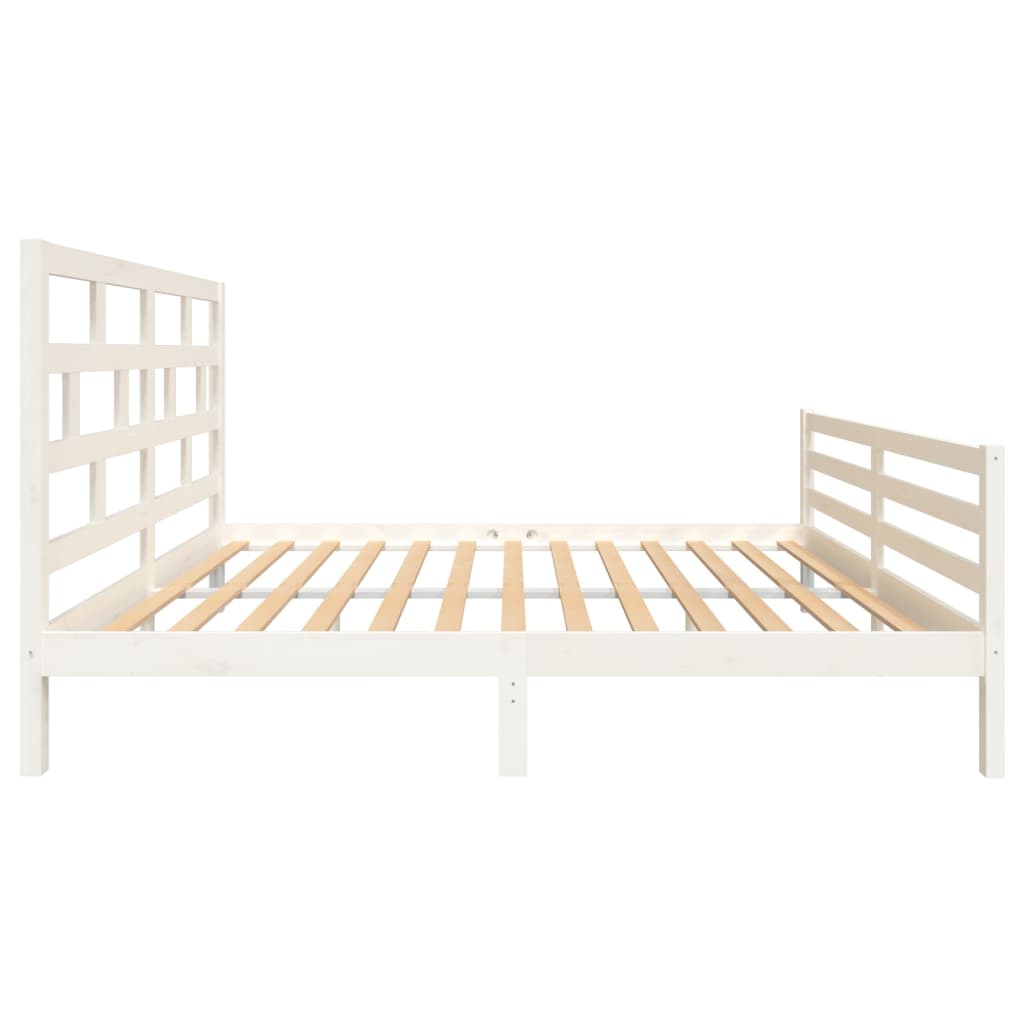 vidaXL Bed Frame without Mattress White Solid Wood King Size