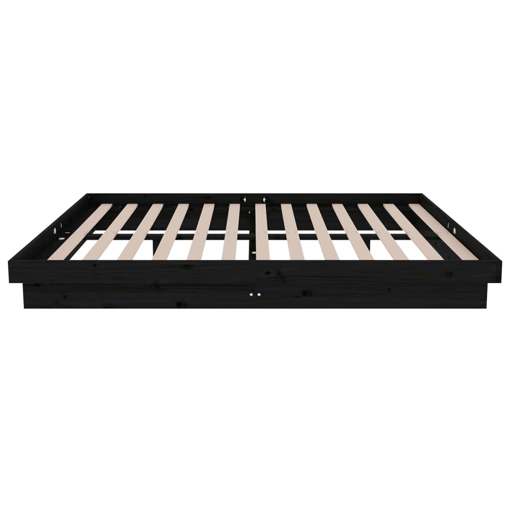 vidaXL Bed Frame without Mattress Black Solid Wood 140x190 cm