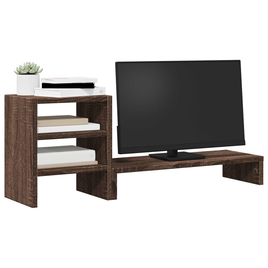 vidaXL Monitor Stand with Desk Organiser Brown Oak Engineered Wood