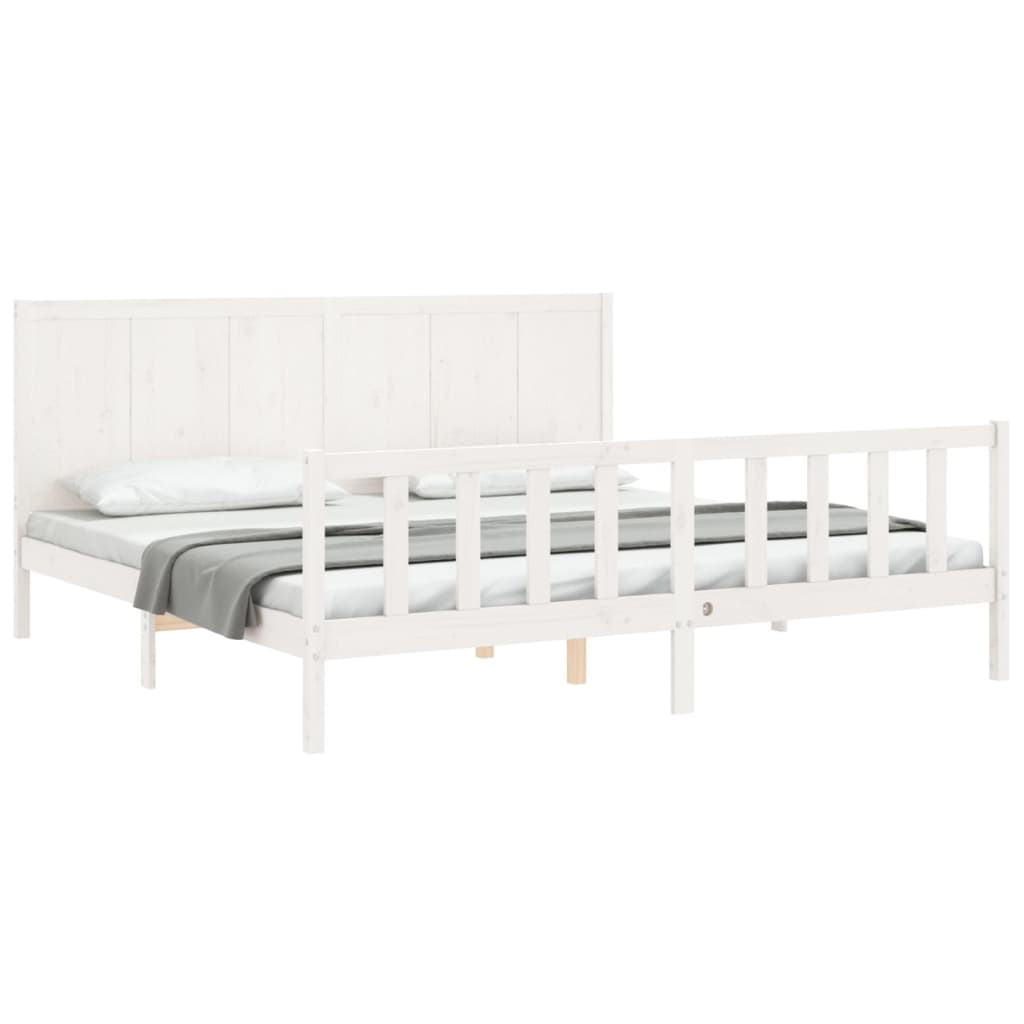 vidaXL Bed Frame without Mattress White Super King Size Solid Wood Pine