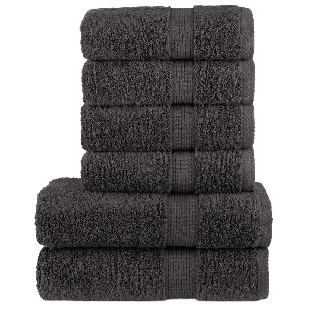 vidaXL 6 Piece Premium Towel Set SOLUND Anthracite 600 gsm