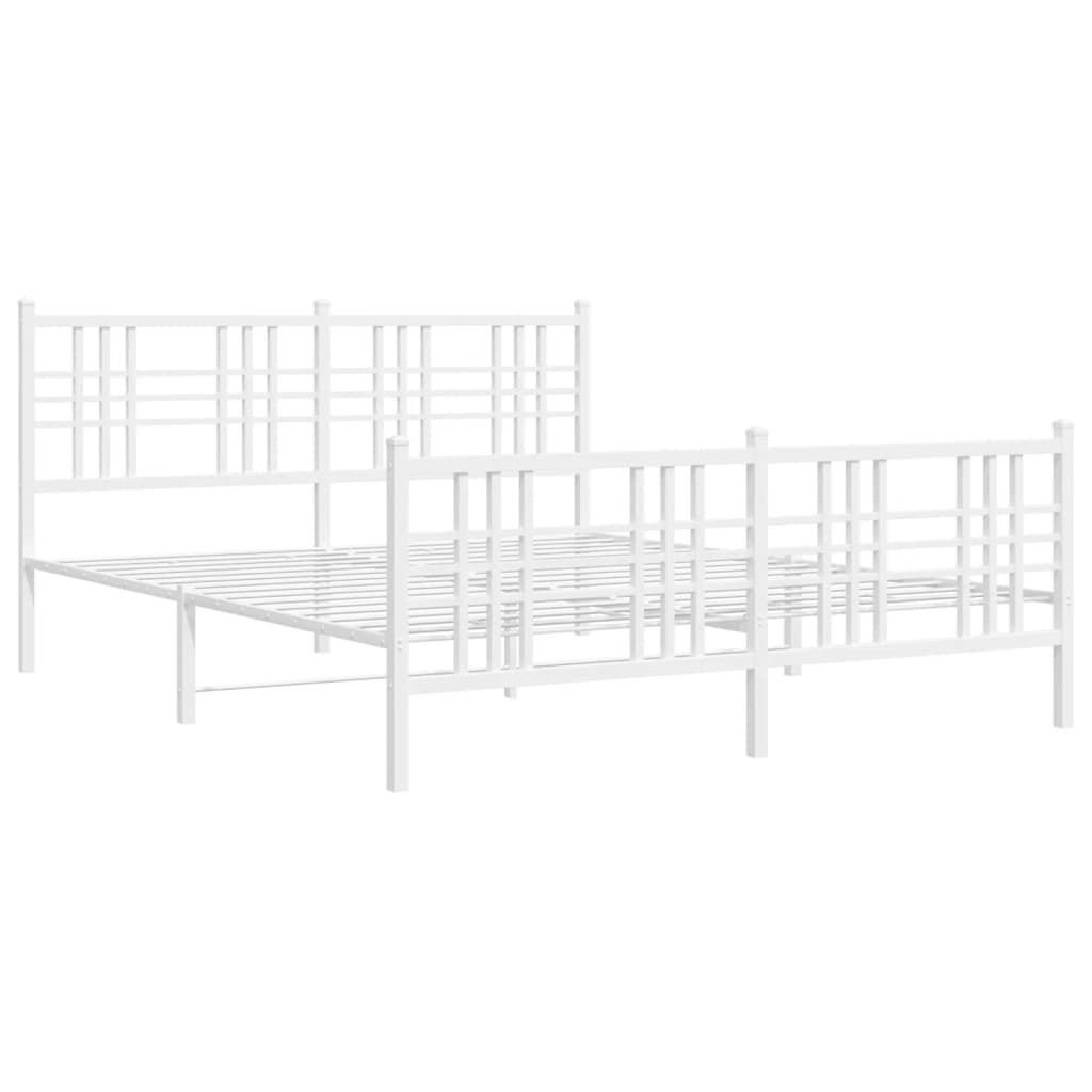 vidaXL Metal Bed Frame without Mattress with Footboard White 160x200 cm