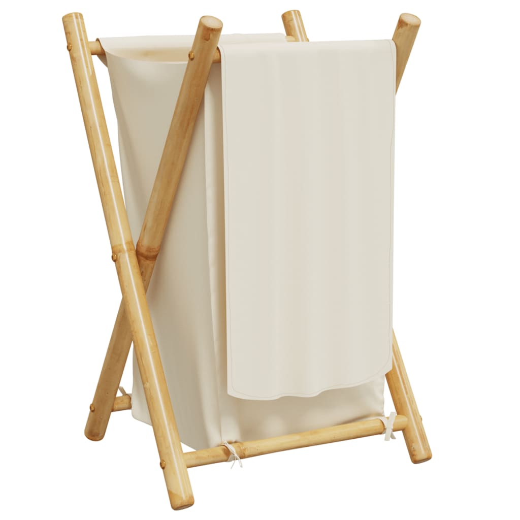 vidaXL Laundry Basket Cream White 41.5x36x63.5 cm Bamboo