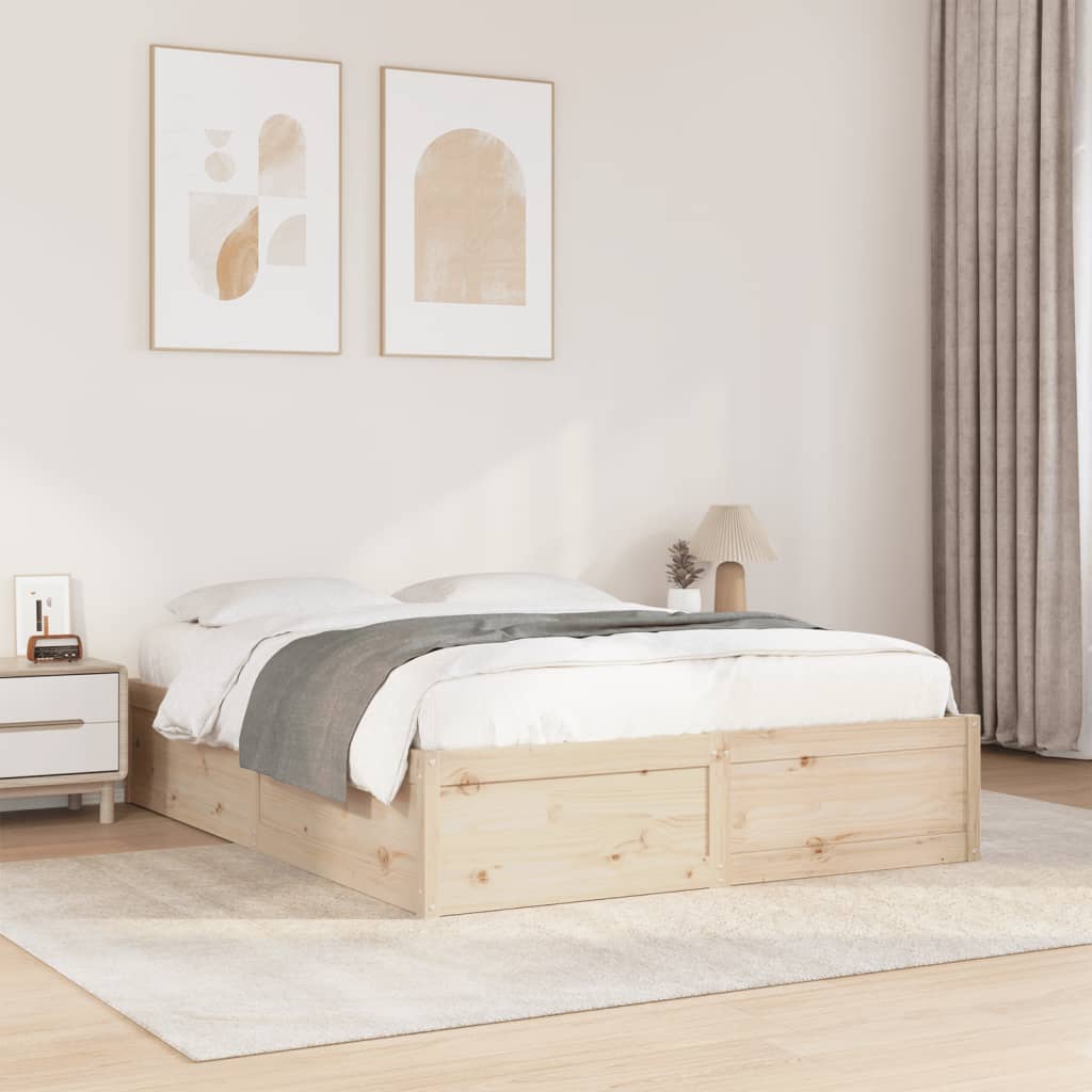 vidaXL Bed Frame without Mattress 150x200 cm King Size Solid Wood Pine