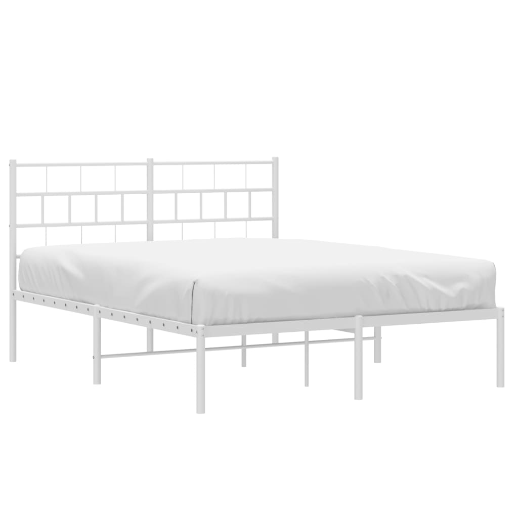 vidaXL Metal Bed Frame without Mattress with Headboard White 120x200 cm