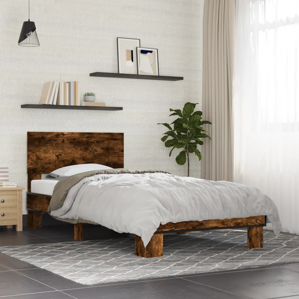 vidaXL Bed Frame without Mattress Smoked Oak 100x200 cm