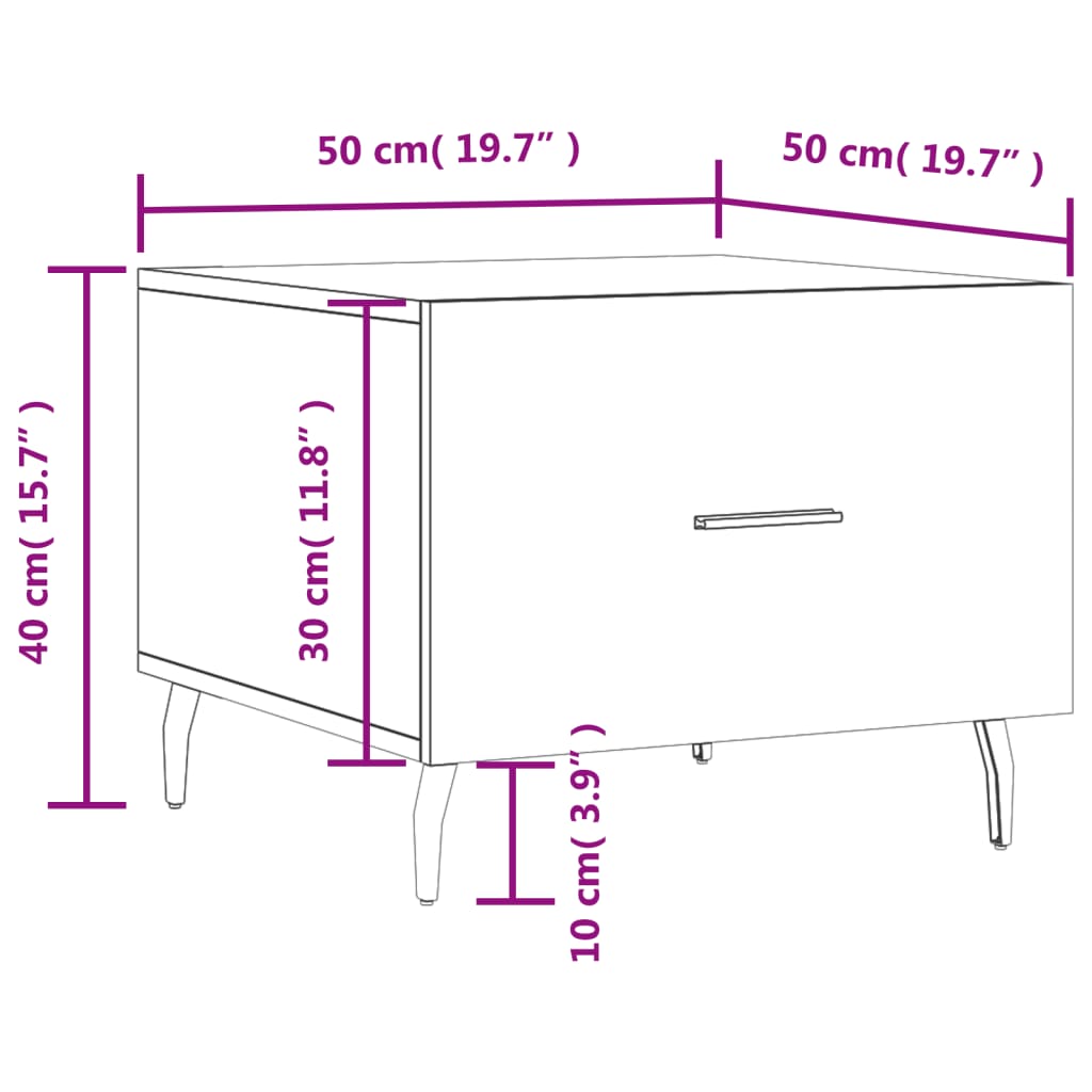 vidaXL Coffee Table Grey Sonoma 50x50x40 cm Engineered Wood