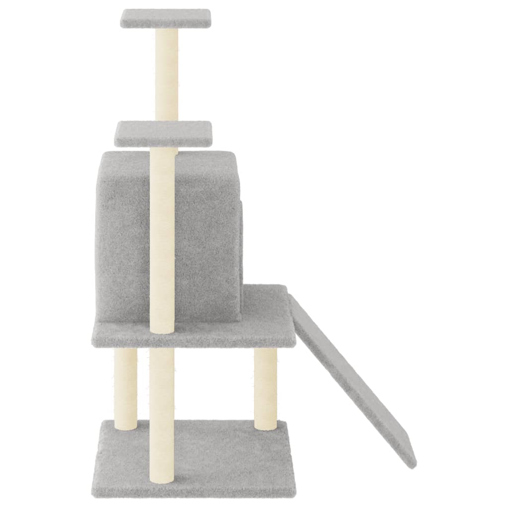 vidaXL Cat Tree with Sisal Scratching Posts Light Grey 110 cm