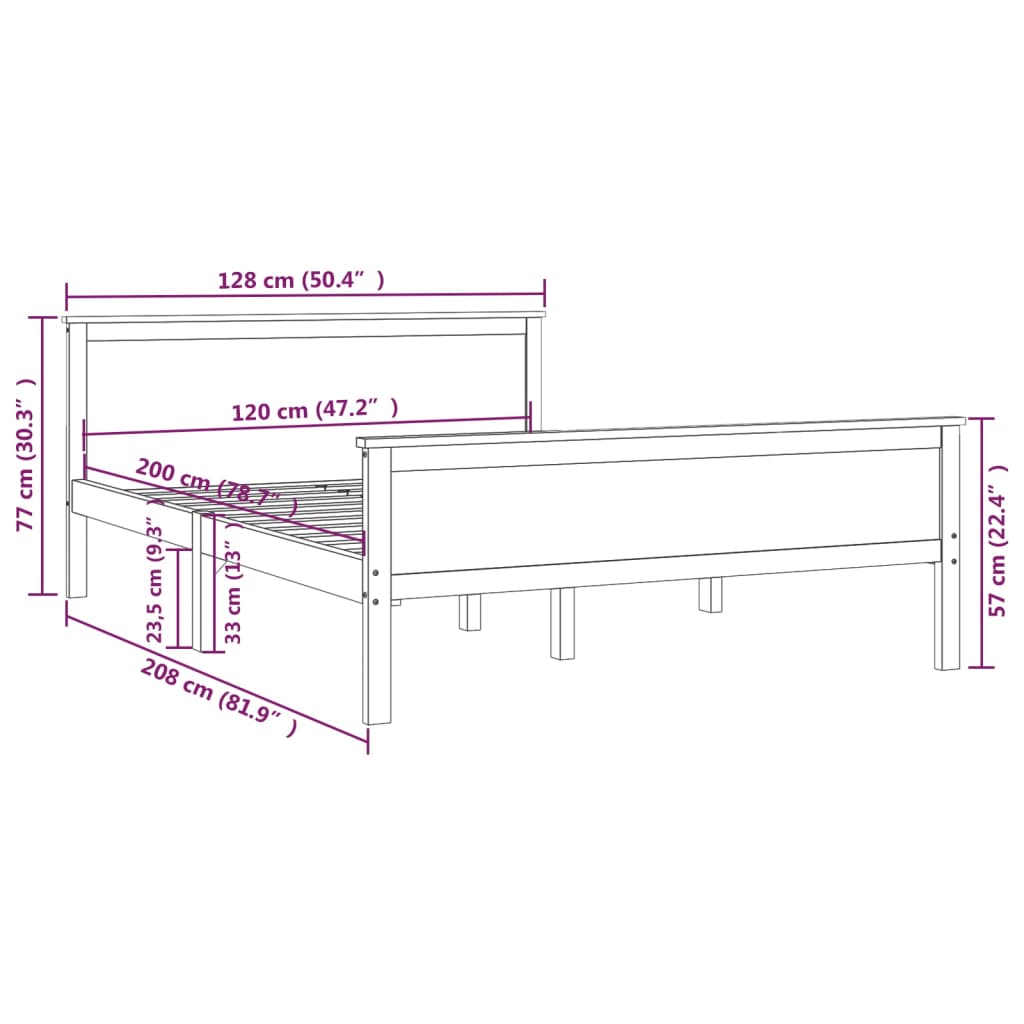 vidaXL Bed Frame without Mattress Honey Brown Solid Wood Pine 120x200 cm