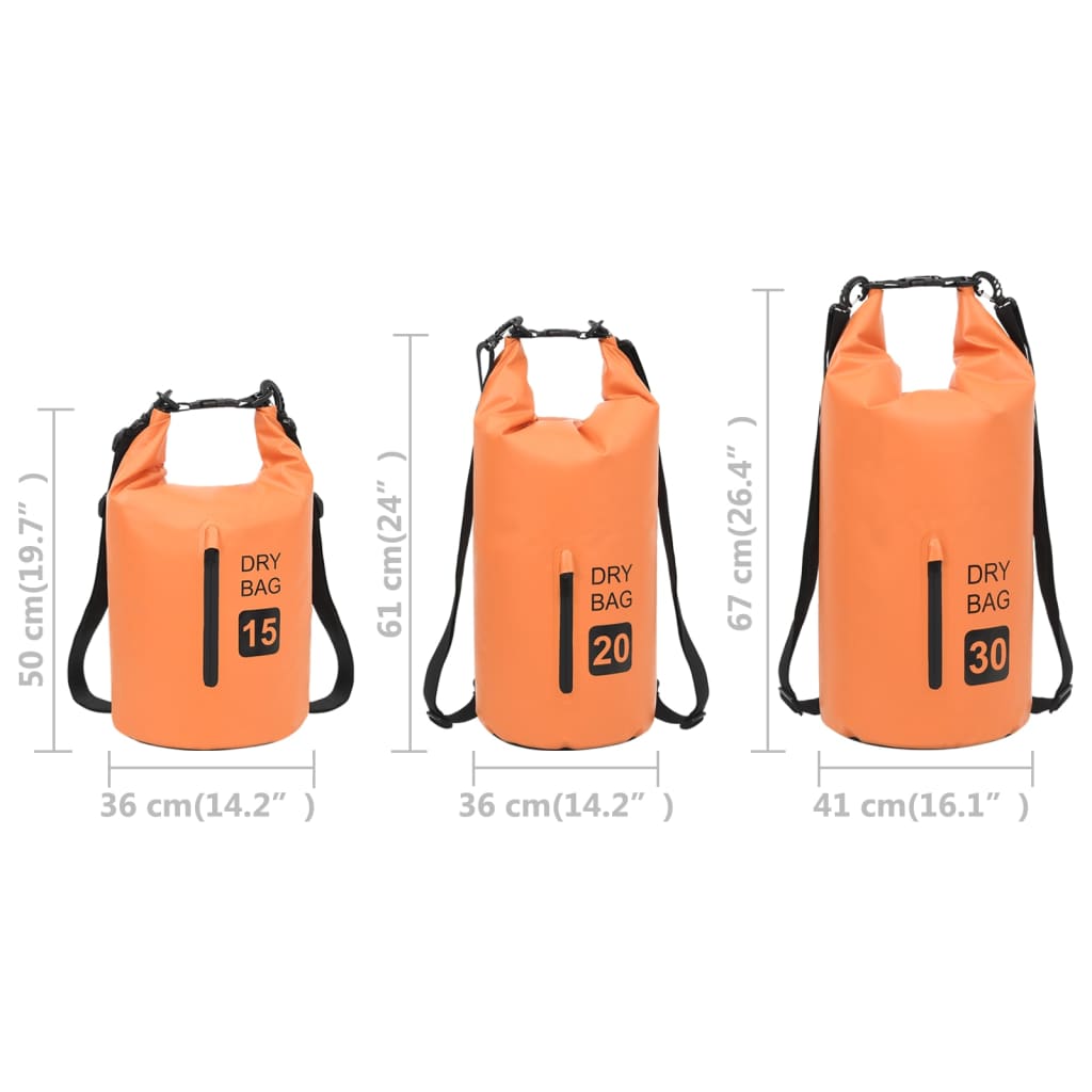 vidaXL Dry Bag with Zipper Orange 30 L PVC