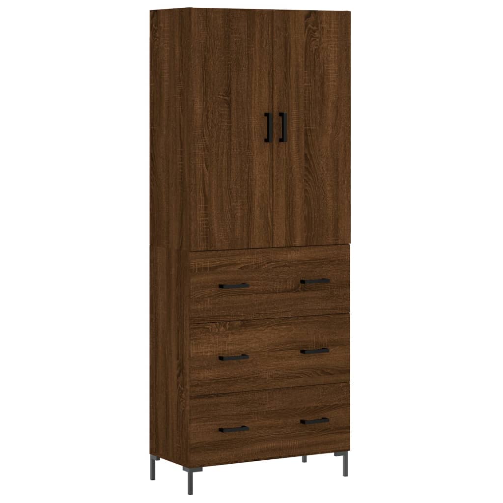 vidaXL Highboard Brown Oak 69.5x34x180 cm Engineered Wood