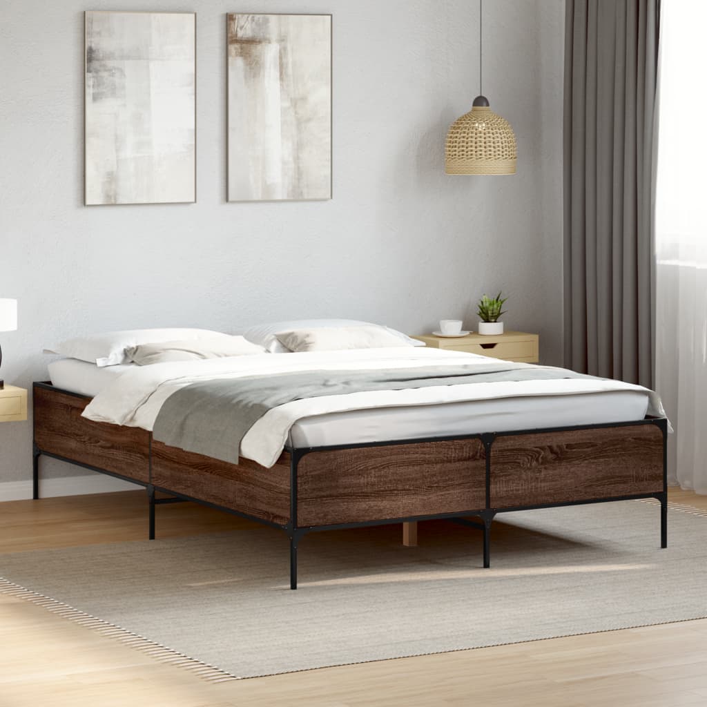 vidaXL Bed Frame without Mattress Brown Oak 150x200 cm King Size