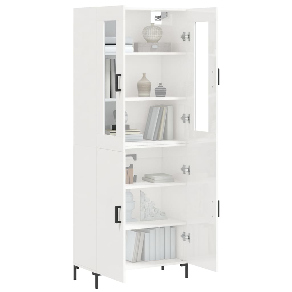 vidaXL Highboard High Gloss White 69.5x34x180 cm Engineered Wood