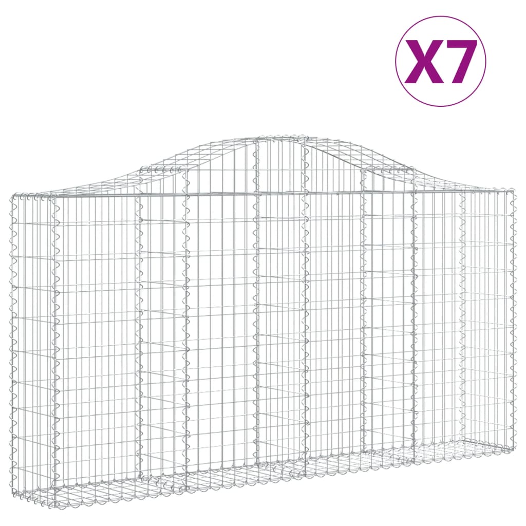 vidaXL Arched Gabion Baskets 7 pcs 200x30x100/120 cm Galvanised Iron