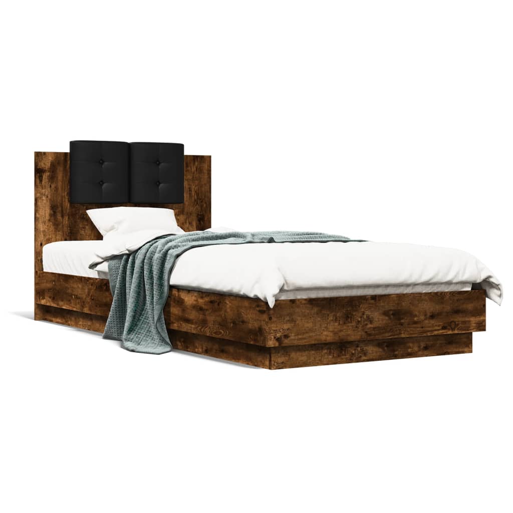 vidaXL Bed Frame without Mattress Smoked Oak 100x200 cm