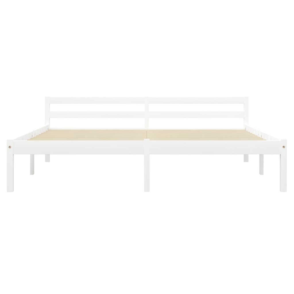 vidaXL Bed Frame without Mattress White Solid Pine Wood 180x200 cm Super King