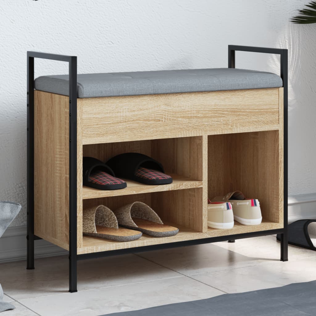 vidaXL Shoe Bench Sonoma Oak 65.5x32x57.5 cm Engineered Wood