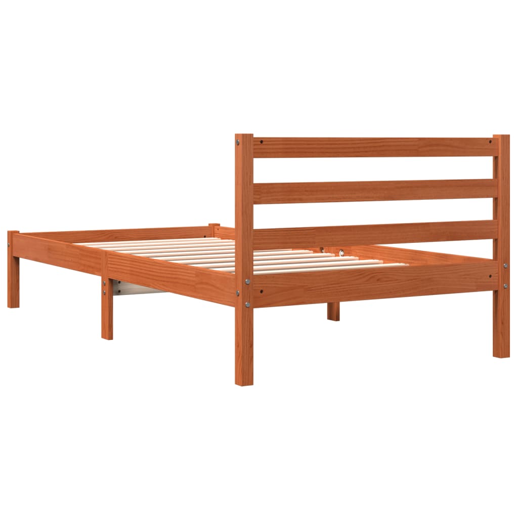 vidaXL Bed Frame without Mattress Wax Brown 75x190 cm Small Single Solid Wood Pine