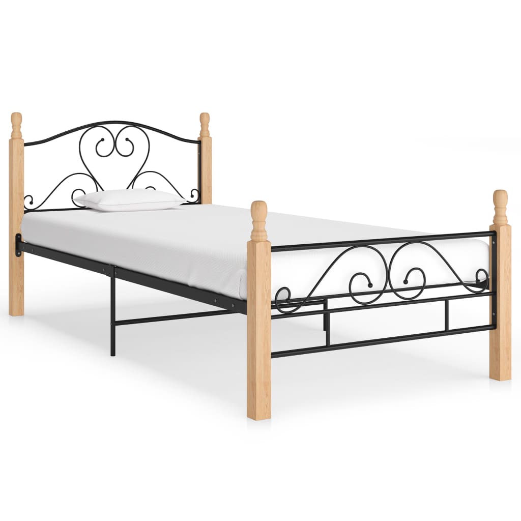 vidaXL Bed Frame without Mattress Black Metal 90x200 cm