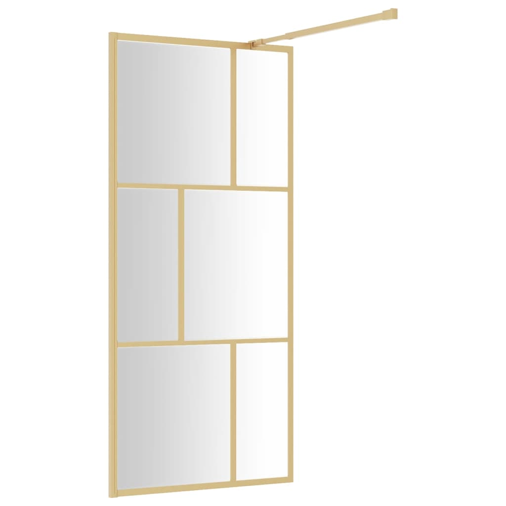 vidaXL Walk-in Shower Wall with Clear ESG Glass Gold 80x195 cm