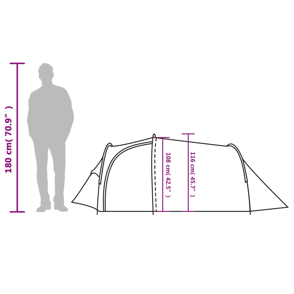 vidaXL Camping Tent Tunnel 3-Person Orange Waterproof