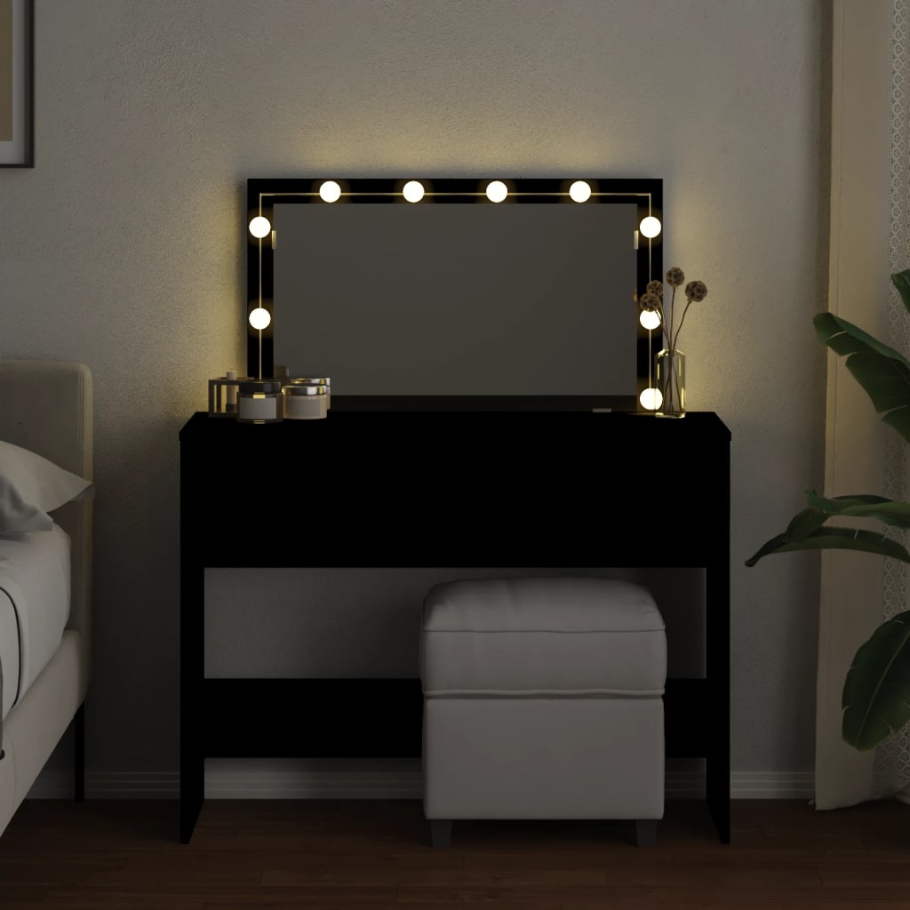 vidaXL Dressing Table with LED Black 100x40x120 cm