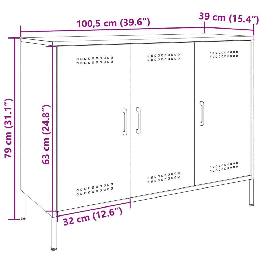 vidaXL Sideboard Olive Green 100.5x39x79 cm Steel