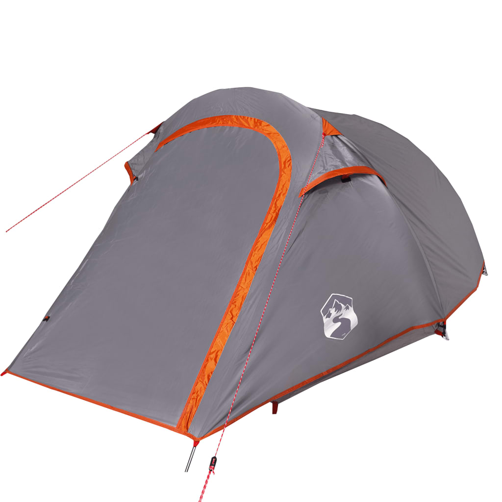 vidaXL Camping Tent Tunnel 2-Person Grey and Orange Waterproof